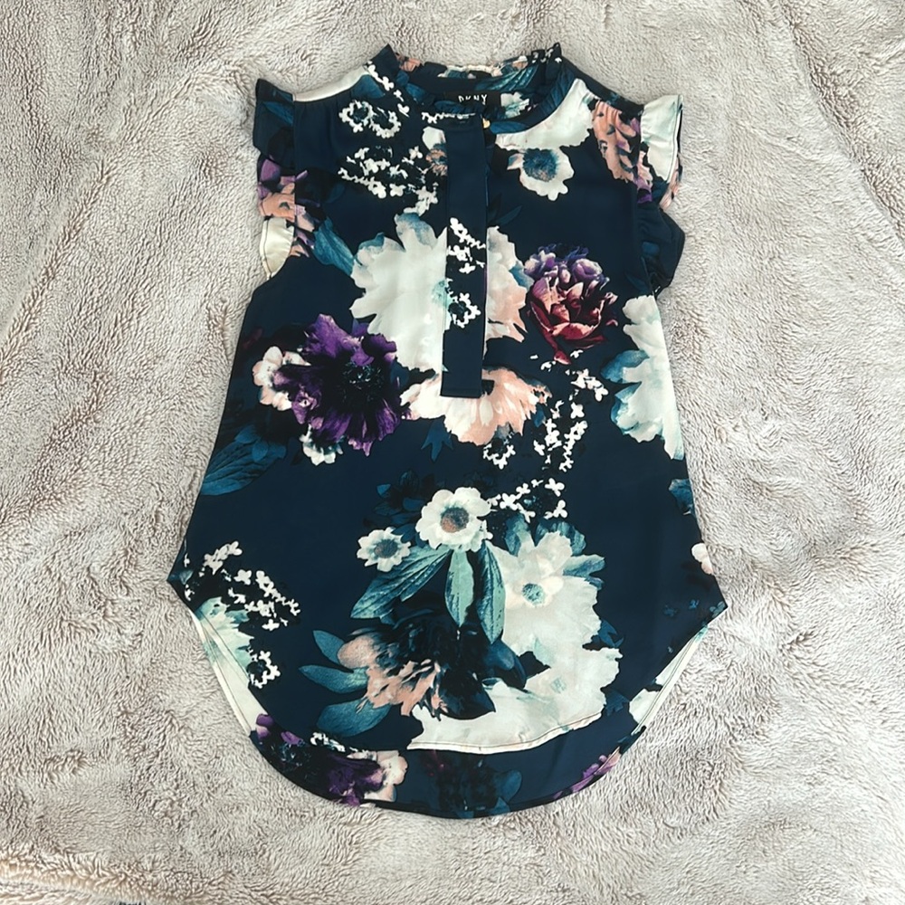 DKNY floral sleeveless blouse